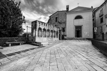 It is an elegant public fountain, as well as a symbol, of the city of Isernia.の写真素材