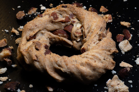Taralli with lard and almonds, better known as taralli 'nzogna e pepe, are very crumbly thanks to...