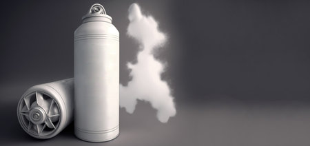 Spray can mockup with paint. Header for text on a dark background. Professional tool. AI generated.の素材