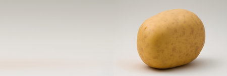 Fresh potato isolate on white background. Macro studio shot. Useful vegetable, dietary vitamin. AI generated. Header banner mockup with space.の素材