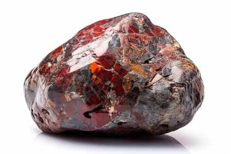 Painite is a rare precious natural geological stone on a white background in low key. Fashionable jewelry elegant decoration. AI generated.の素材