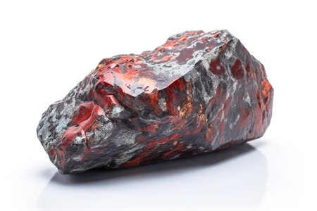 Painite is a rare precious natural geological stone on a white background in low key. Fashionable jewelry elegant decoration. AI generated.の素材