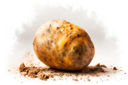 Fresh potato hand drawn, isolate on a white background. Macro studio shot. Useful vegetable, dietary vitamin. AI generated.の素材