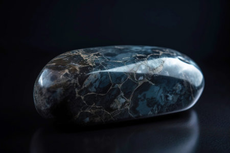 Musgravite is a rare precious natural geological stone on a black background in low key. Fashionable jewelry elegant decoration. AI generated.の素材