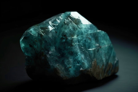 Grandidierite is a rare precious natural geological stone eremite on a black background in low key. Fashionable jewelry elegant decoration. AI generated.の素材