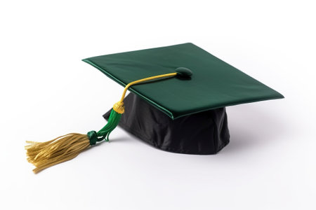 Class of 2023, square academic cap with tassel. AI generated. On a white background, isolate.の素材