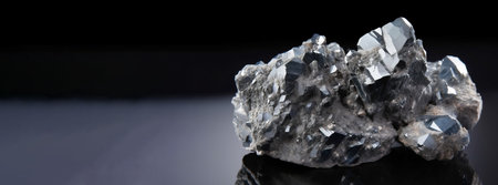 Abelsonite is a rare precious natural geological stone on a gradient background in a low key, isolate. Header banner mockup with space. AI generated.の素材