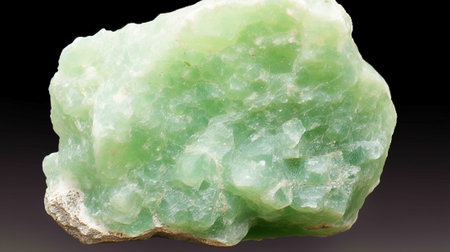 Jadeite is rare precious natural geological stone on gradient background in low key, isolate. Header banner mockup with space. AI generated.の素材