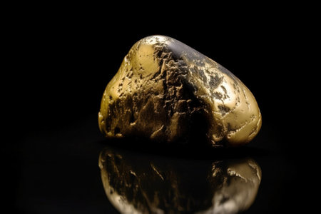 Gold bars stacked in a pyramid on black background. Precious metal. Header banner mockup with space. AI generated.の素材