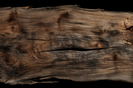 The surface texture of old wood is dark brown, natural grunge style. AI generated. Header banner mockup with copy space.の素材