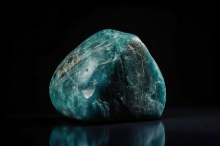 Grandidierite is a rare precious natural geological stone eremite on a black background in low key. Fashionable jewelry elegant decoration. AI generated. Header banner mockup with space.の素材