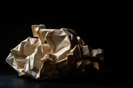 Background texture of crumpled yellowed vintage paper. Header banner mockup with copy space. AI generated.の素材