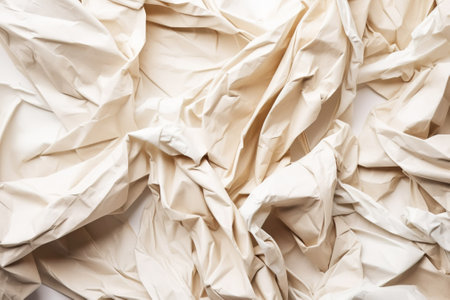 Background texture of crumpled yellowed vintage paper. Header banner mockup with copy space. AI generated.の素材