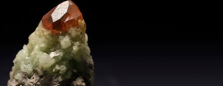 Zairite is a rare precious natural geological stone eremite on a black background in low key. Fashionable jewelry elegant decoration. AI generated. Header banner mockup with space.の素材