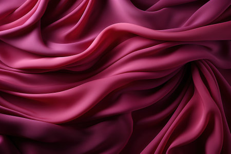 texture of background fabric is raspberry burgundy color, silky folds, monochromatic pattern. Header banner mockup with copy space.の素材