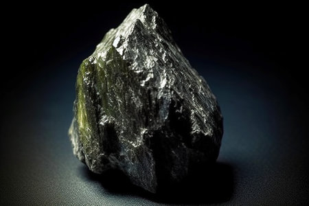 Baddeleyite is a rare precious natural geological stone eremite on a black background in low key. Fashionable jewelry elegant decoration. AI generated. Header banner mockup with space.の素材