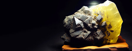 Andersonite is a rare precious natural geological stone eremite on a black background in low key. Fashionable jewelry elegant decoration. AI generated. Header banner mockup with space.の素材