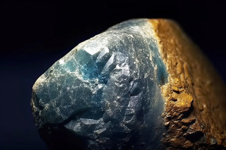 Gordaite is rare precious natural geological stone eremite on black background in low key. Fashionable jewelry elegant decoration. AI generated. Header banner mockup with space.の素材
