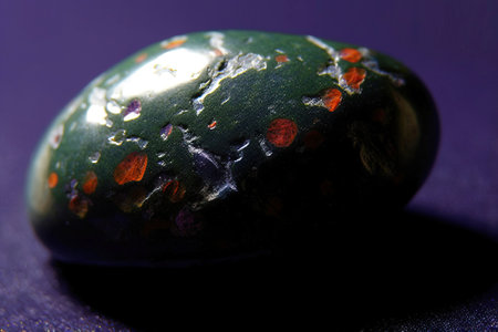 Heliotrope is rare precious natural geological stone eremite on black background in low key. Fashionable jewelry elegant decoration. AI generated. Header banner mockup with space.の素材