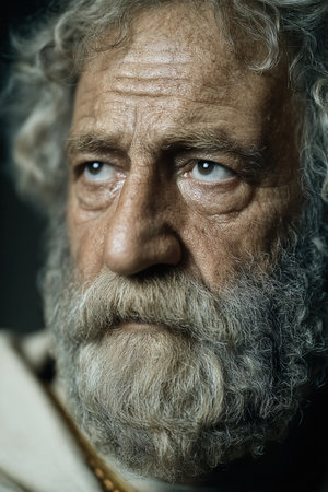 The expression of Aristotle reveals deep contemplation highlighting the wisdom of the ancient Greek philosopher known for his contributions to ethical logic and metaphysics.の素材