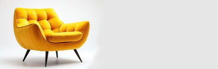 stylish yellow armchair is showcased against clean white backdrop emphasizing its contemporary design and inviting shape ideal for any modern living space or office setup.の素材