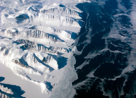 Aerial view of the Greenland coastlineの写真素材