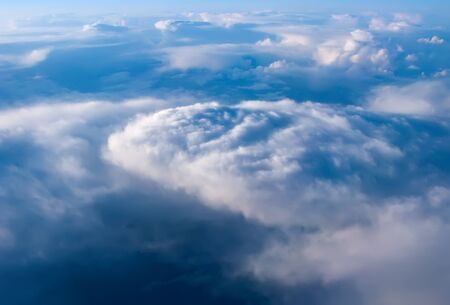 Aerial view of the sky with tornado-like cloudsの写真素材