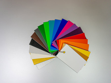 Samples of the color range of aluminum side walls for the illuminated letters in signs.の写真素材