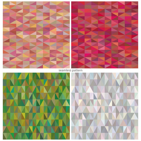 set of seamless abstract patterns of triangles of various shades. vector illustrationのイラスト素材