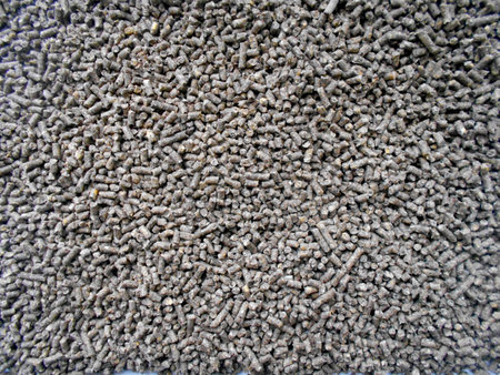 Large amount of mixed feed. Top view, close-up.