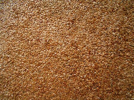 A large amount of flax cereals. Top view, close-up.の写真素材
