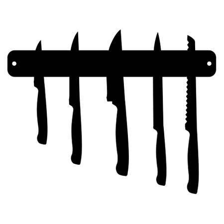 Set of knives on magnetic holder isolated on whiteのイラスト素材