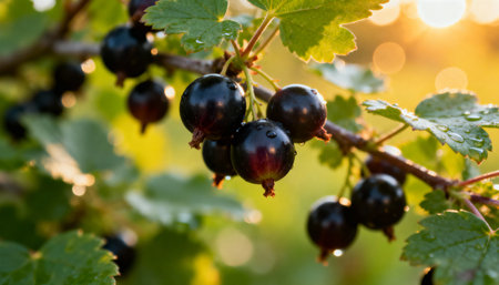 branch of black current in the gardenの素材