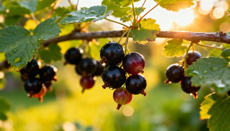 branch of black current in the gardenの素材