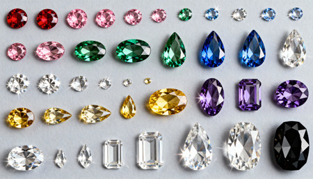 Set of color gemstones isolated on white backgroundの素材