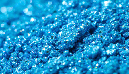 Abstract background of blue glittering sequins. Close up. Macro