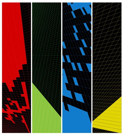 vector abstract vertical banner with color lines on a black backgroundのイラスト素材