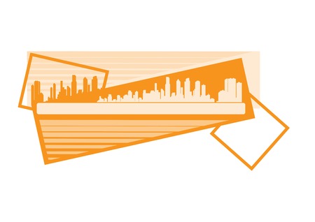 vktorny banner with the silhouette of the city and the frameのイラスト素材