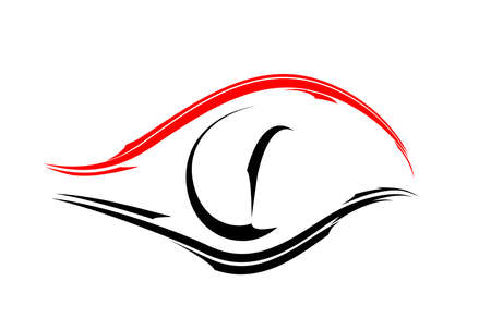 vector stylized red eyes with black linesのイラスト素材