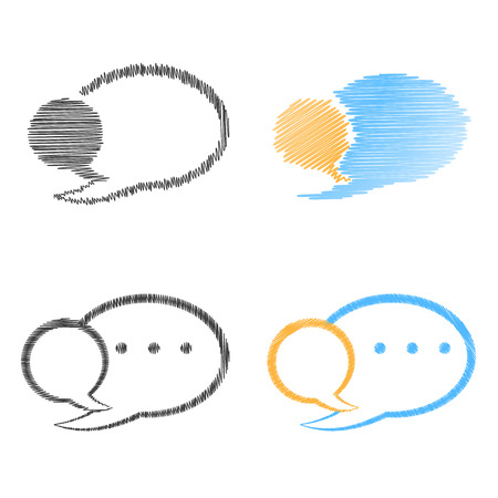 vector set of blank speech bubbles blue, orange and black colorのイラスト素材