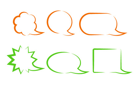 orange and green vector bubbles for a chat with different formsのイラスト素材