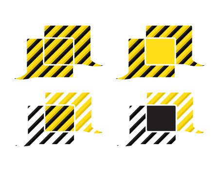 Set of vector chat bubbles with yellow and black stripes, crossing the square formのイラスト素材