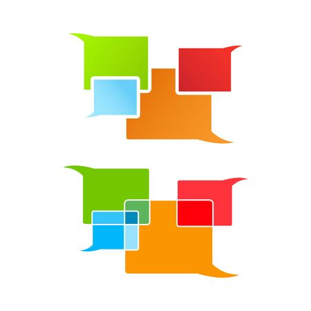 vector set of chat bubbles of different colors, shades and shapesのイラスト素材
