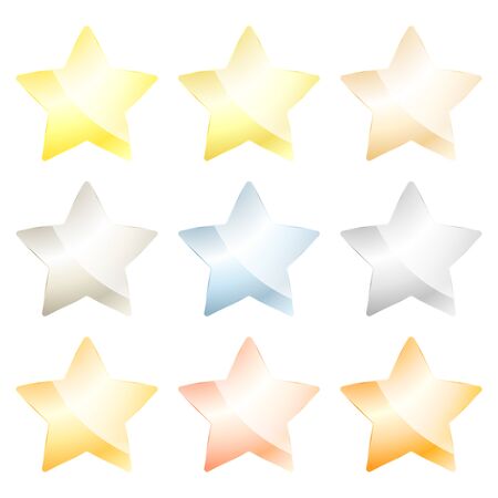 set of vector star of platinum, gold, white gold, silver, bronze, brass, aluminumのイラスト素材