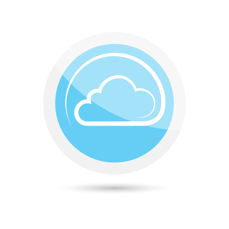 glossy vector round icon clouds on a blue backgroundのイラスト素材