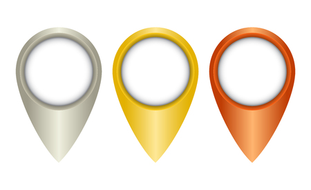 vector blank label to indicate on a map of gold, silver, bronze with a white circle and shadowのイラスト素材