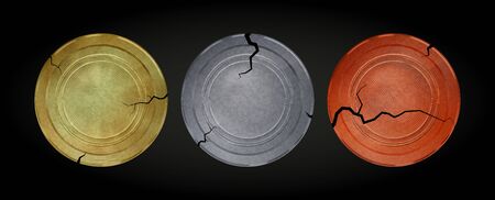 vector old blank antique coins of gold copper silverのイラスト素材