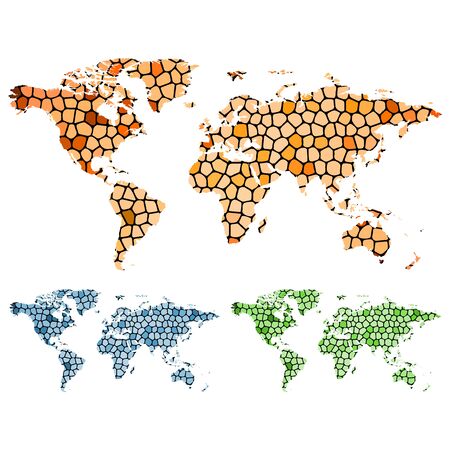 abstract mosaic map of the worldのイラスト素材
