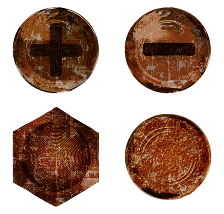 vector old rusty bolt screw nail rivetのイラスト素材