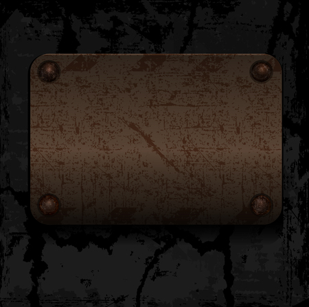 empty vector old rusty metal plate with rivets on the wallのイラスト素材